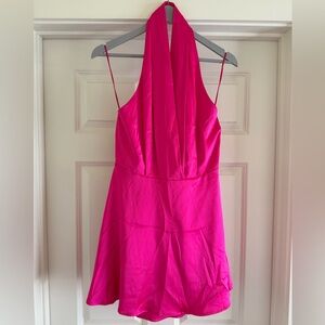 Elegant Pink Halter Dress